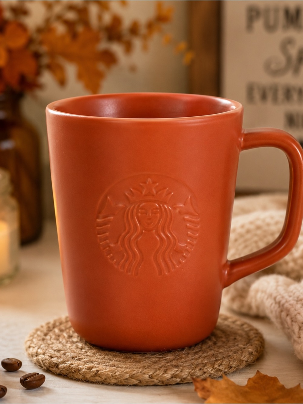 Starbucks 2023 Burnt Orange Matte Embossed Siren Logo Mug 16 oz